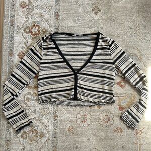 Striped Long Sleeve Crop Top